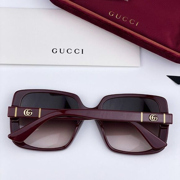 NEW GUCCI GG0632S 003 Burgundy Red Gradient Square Oversized Women Sunglasses - Picture 10 of 12
